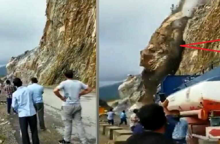 Video : पहाड़ का कटान लोगों के लिए बना जानलेवा, तोताघाटी में भर-भराकर सड़क पर आ गिरी चट्टान