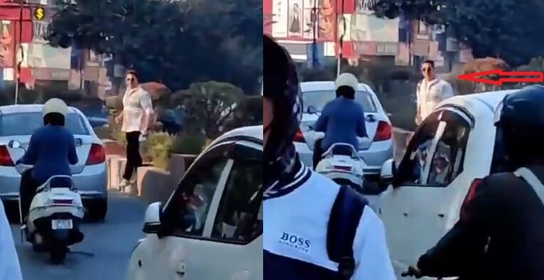 देहरादून video : राजपुर रोड स्थित गांधी पार्क के सामने रोड क्रॉस करते दिखे अक्षय कुमार, एकदम हुए गायब